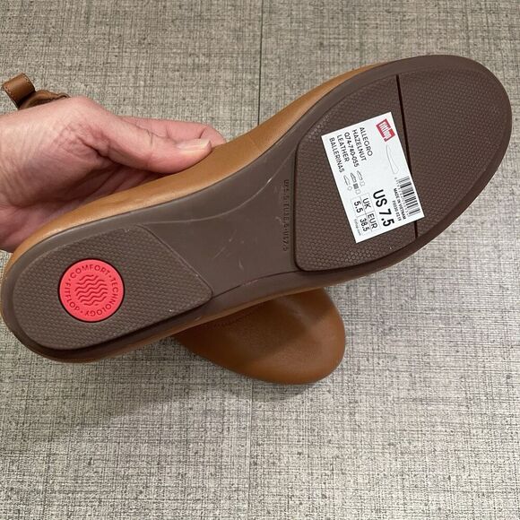 FitFlop Allegro Leather Ballet Flats Size 7.5 Brown Tan NEW Casual Comfort - Picture 6 of 9